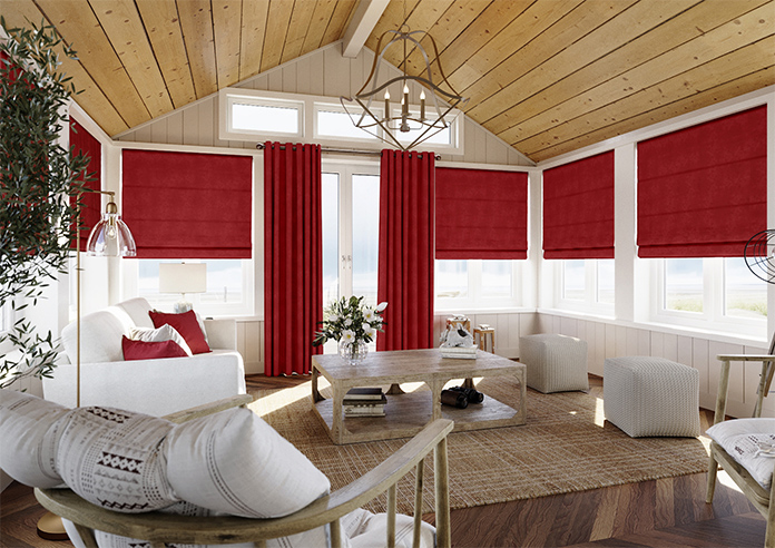 Faux Suede, Red - Roman Blind - Image 7